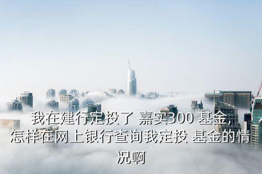 我在建行定投了 嘉實300 基金,怎樣在網(wǎng)上銀行查詢我定投 基金的情況啊