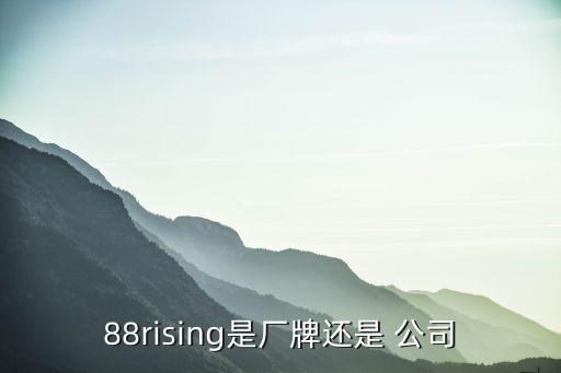 88rising是廠牌還是 公司