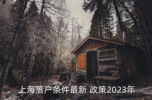  上海落戶條件最新 政策2023年