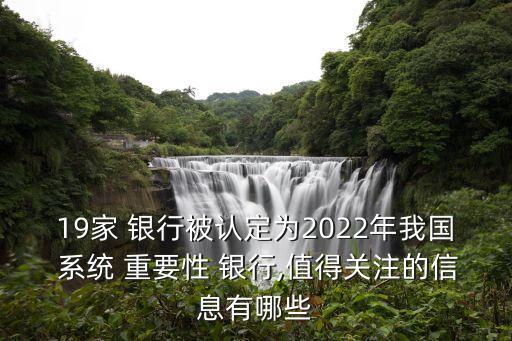 19家 銀行被認(rèn)定為2022年我國 系統(tǒng) 重要性 銀行,值得關(guān)注的信息有哪些