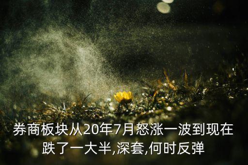 券商板塊從20年7月怒漲一波到現(xiàn)在跌了一大半,深套,何時(shí)反彈