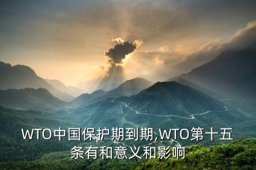 WTO中國保護(hù)期到期,WTO第十五條有和意義和影響