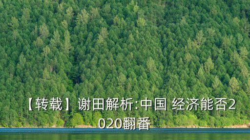 【轉載】謝田解析:中國 經(jīng)濟能否2020翻番