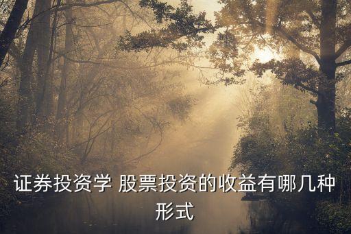 證券投資學(xué) 股票投資的收益有哪幾種形式