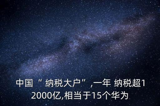 中國“ 納稅大戶”,一年 納稅超12000億,相當于15個華為