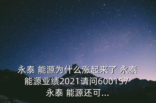  永泰 能源為什么漲起來了 永泰 能源業(yè)績2021請問600157 永泰 能源還可...