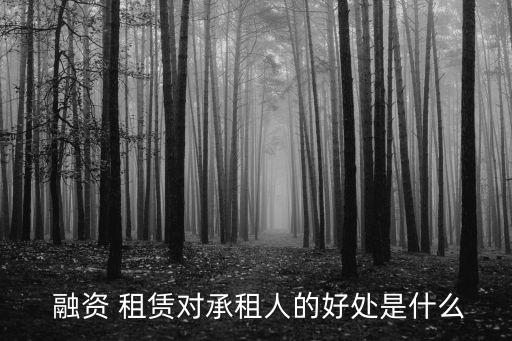  融資 租賃對承租人的好處是什么