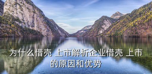 為什么借殼 上市解析企業(yè)借殼 上市的原因和優(yōu)勢