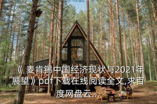 《 麥肯錫中國經(jīng)濟(jì)現(xiàn)狀與2021年展望》pdf下載在線閱讀全文,求百度網(wǎng)盤云...