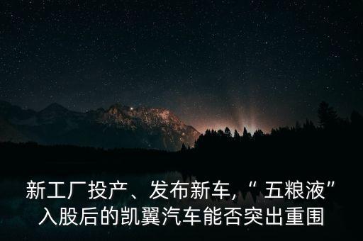 新工廠投產(chǎn)、發(fā)布新車,“ 五糧液”入股后的凱翼汽車能否突出重圍