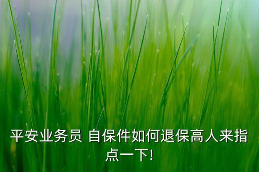 平安業(yè)務(wù)員 自保件如何退保高人來指點(diǎn)一下!