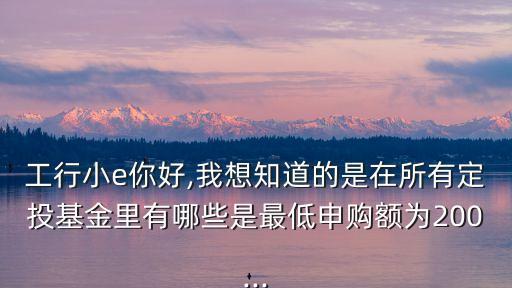 工行小e你好,我想知道的是在所有定投基金里有哪些是最低申購(gòu)額為200...