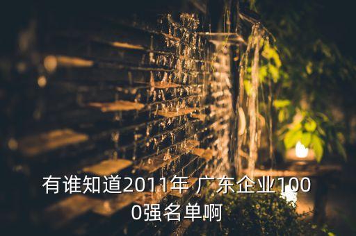 有誰知道2011年 廣東企業(yè)1000強(qiáng)名單啊