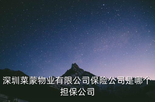 深圳菜蒙物業(yè)有限公司保險(xiǎn)公司是哪個(gè)擔(dān)保公司