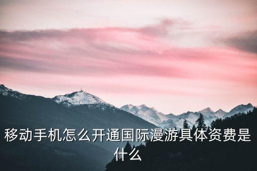 移動手機(jī)怎么開通國際漫游具體資費(fèi)是什么