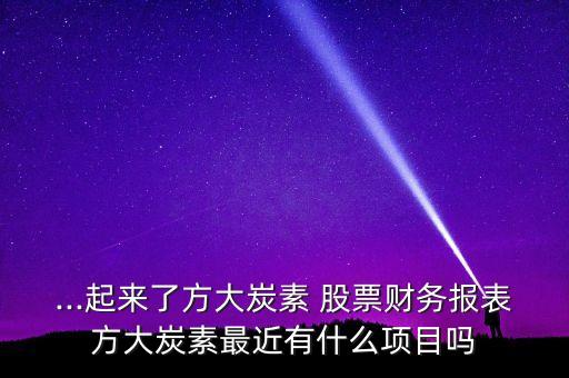 ...起來了方大炭素 股票財(cái)務(wù)報(bào)表方大炭素最近有什么項(xiàng)目嗎