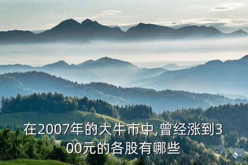 在2007年的大牛市中,曾經(jīng)漲到300元的各股有哪些