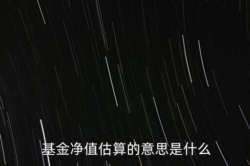  基金凈值估算的意思是什么