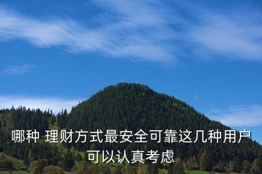 哪種 理財方式最安全可靠這幾種用戶可以認真考慮