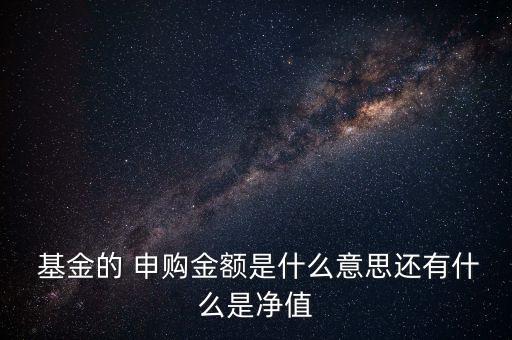  基金的 申購金額是什么意思還有什么是凈值