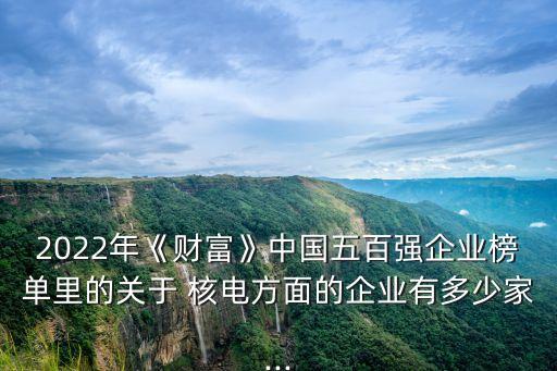 2022年《財富》中國五百強企業(yè)榜單里的關于 核電方面的企業(yè)有多少家...