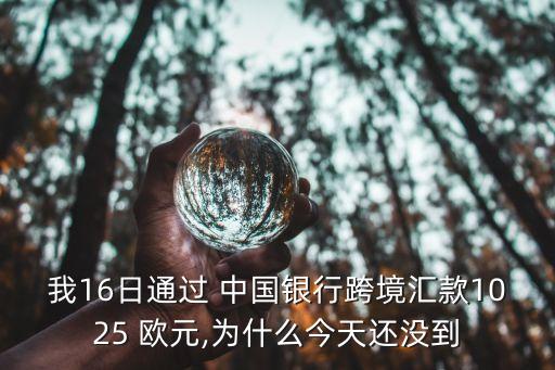 我16日通過(guò) 中國(guó)銀行跨境匯款1025 歐元,為什么今天還沒(méi)到