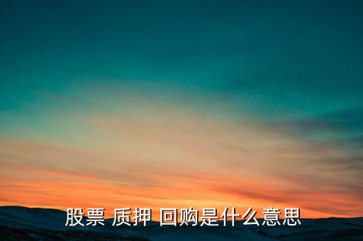  股票 質(zhì)押 回購(gòu)是什么意思