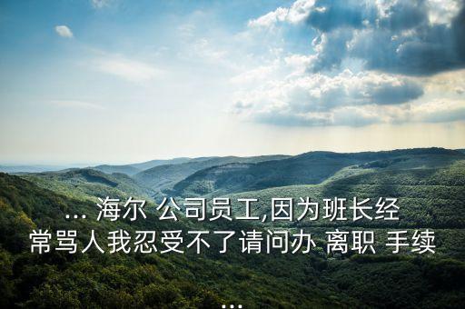 ... 海爾 公司員工,因?yàn)榘嚅L(zhǎng)經(jīng)常罵人我忍受不了請(qǐng)問(wèn)辦 離職 手續(xù)...