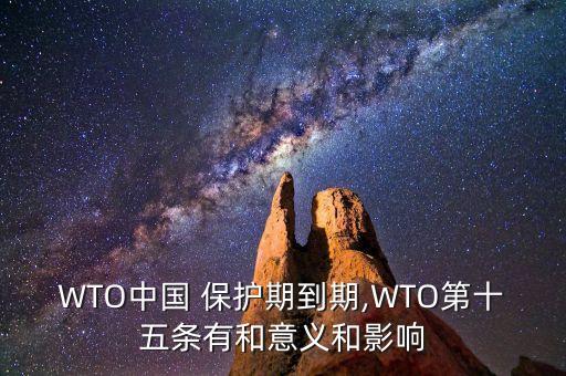 WTO中國(guó) 保護(hù)期到期,WTO第十五條有和意義和影響