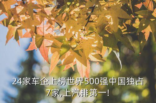 24家車企上榜世界500強中國獨占7家,上汽排第一!