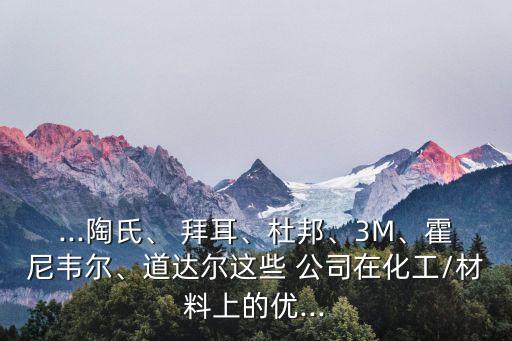 ...陶氏、 拜耳、杜邦、3M、霍尼韋爾、道達(dá)爾這些 公司在化工/材料上的優(yōu)...