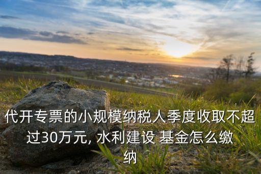 代開專票的小規(guī)模納稅人季度收取不超過30萬元, 水利建設(shè) 基金怎么繳納