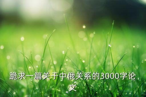 跪求一篇關(guān)于中俄關(guān)系的3000字論文