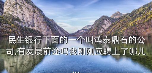  民生銀行下面的一個(gè)叫鴻泰鼎石的公司,有發(fā)展前途嗎我剛剛應(yīng)聘上了哪兒...