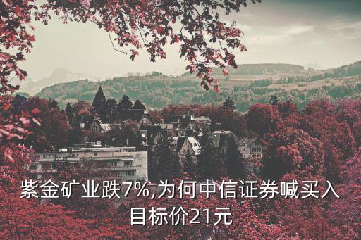 紫金礦業(yè)跌7%,為何中信證券喊買入目標(biāo)價21元