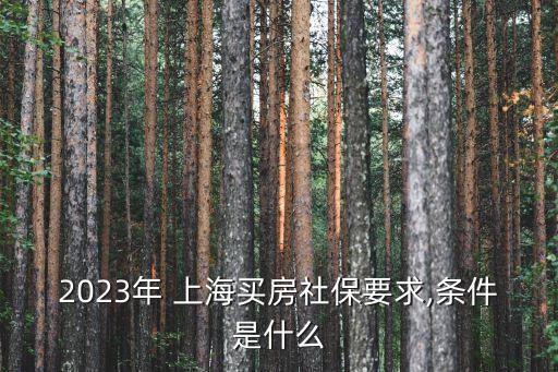 2023年 上海買房社保要求,條件是什么