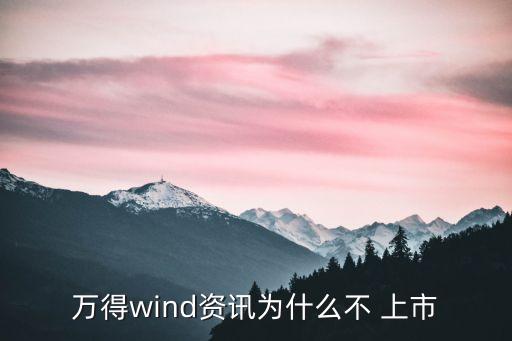 萬得wind資訊為什么不 上市