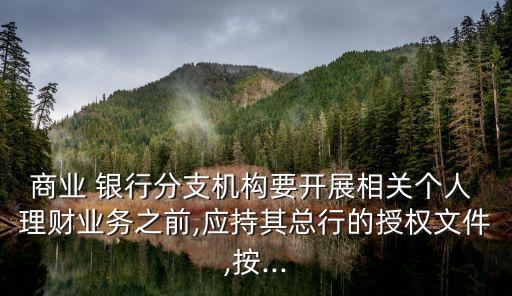 商業(yè) 銀行分支機(jī)構(gòu)要開(kāi)展相關(guān)個(gè)人 理財(cái)業(yè)務(wù)之前,應(yīng)持其總行的授權(quán)文件,按...