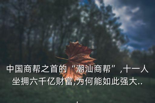 中國商幫之首的“潮汕商幫”,十一人坐擁六千億財富,為何能如此強(qiáng)大...