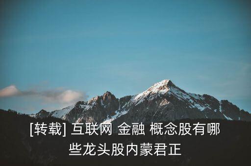 [轉(zhuǎn)載] 互聯(lián)網(wǎng) 金融 概念股有哪些龍頭股內(nèi)蒙君正