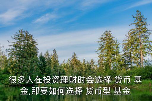 很多人在投資理財(cái)時(shí)會(huì)選擇 貨幣 基金,那要如何選擇 貨幣型 基金