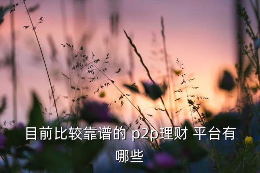 目前比較靠譜的 p2p理財(cái) 平臺有哪些